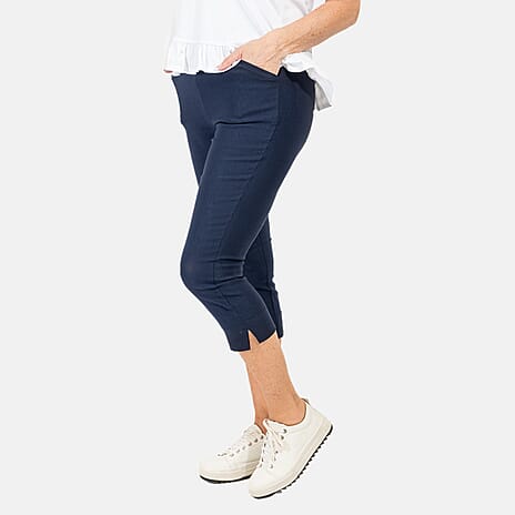 EMELIA Crop Bengaline Trousers (Size XL) - Navy