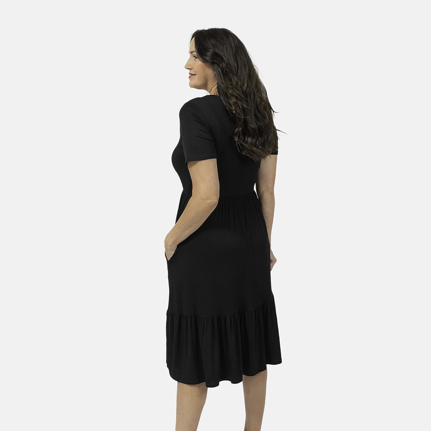 EBCSO Emelia Plain Midi Dress (Size L) - Black