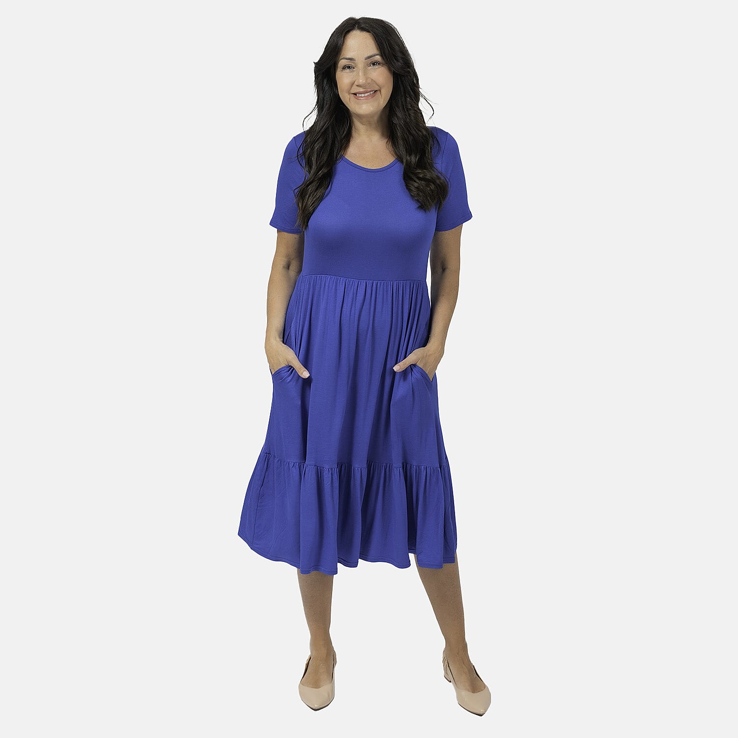 EBCSO Emelia Plain Midi Dress (Size XL) - Cobalt