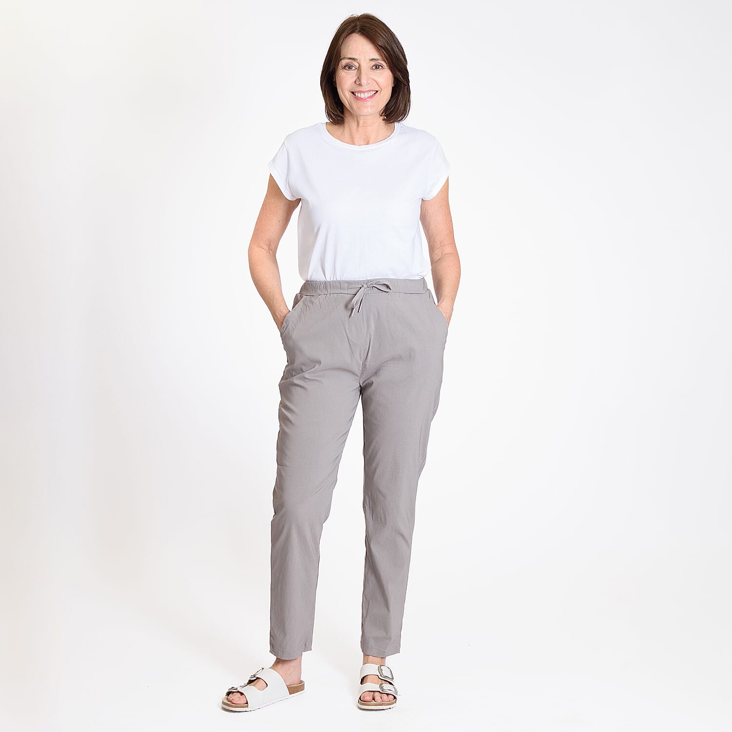 Pure And Natural - Ladies Stretchable Trouser (Size 12) - Light Blue