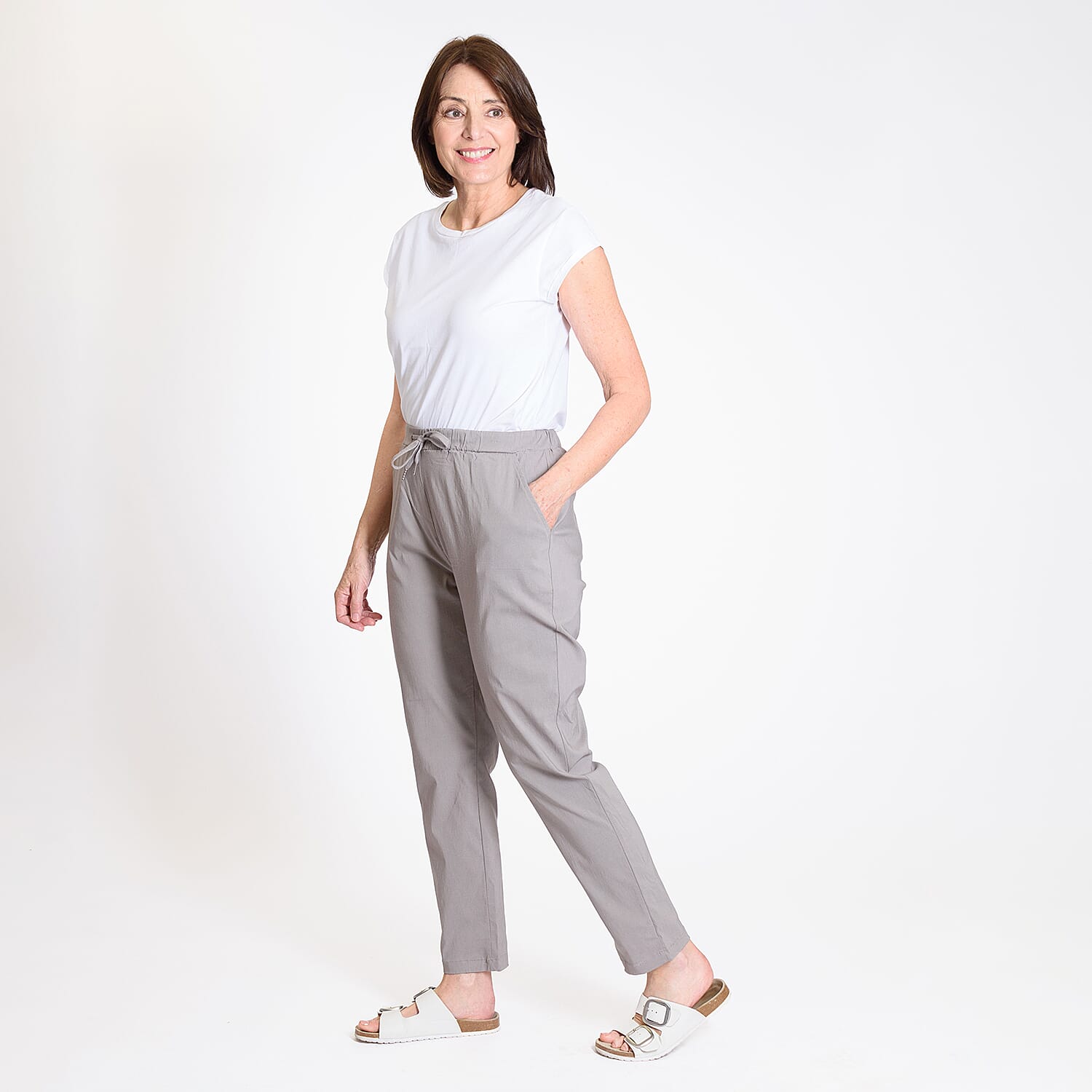 Pure And Natural - Ladies Stretchable Trouser (Size 12) - Light Blue