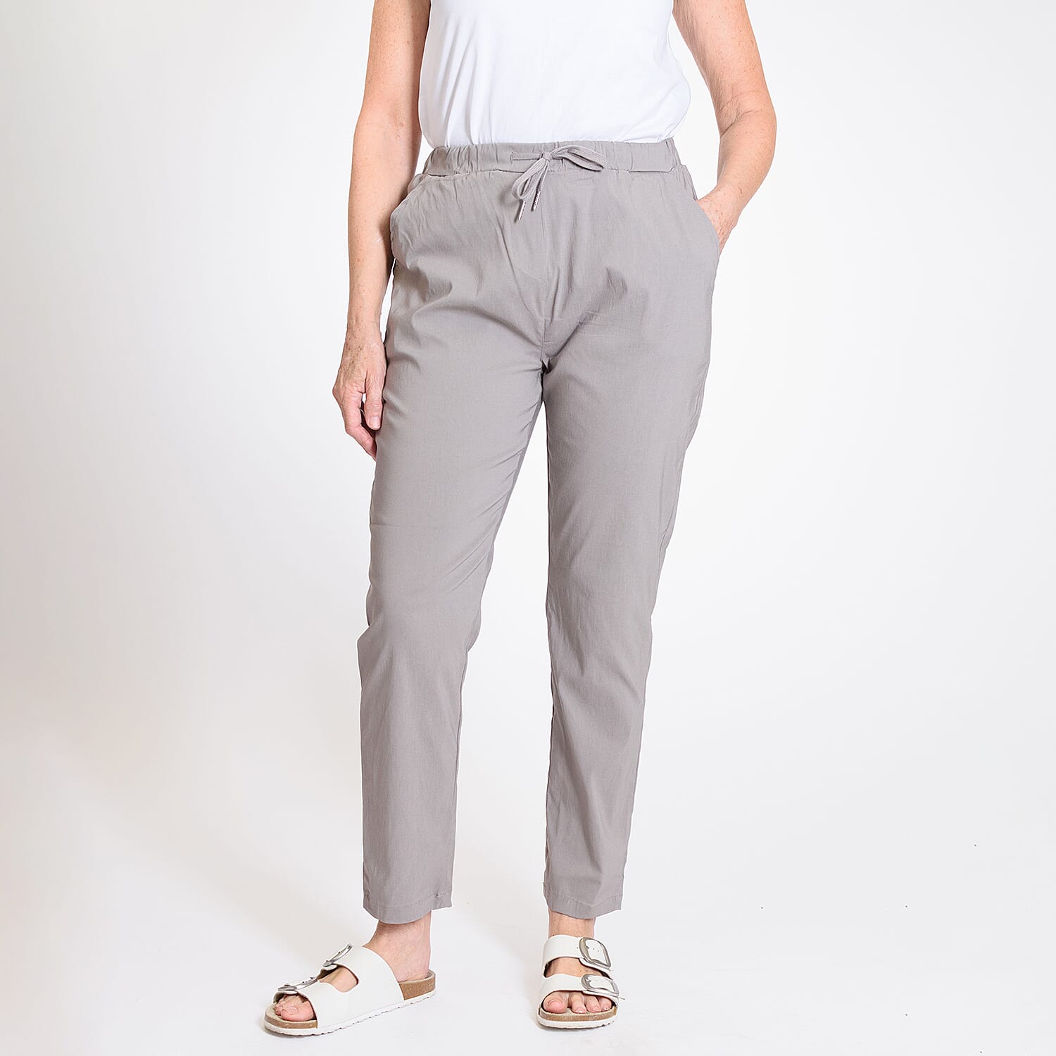 Pure And Natural - Ladies Stretchable Trouser (Size 12) - Light Blue