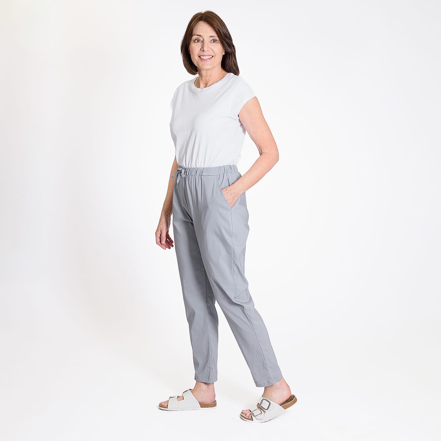 Pure And Natural - Ladies Stretchable Trouser (Size 12) - Light Blue