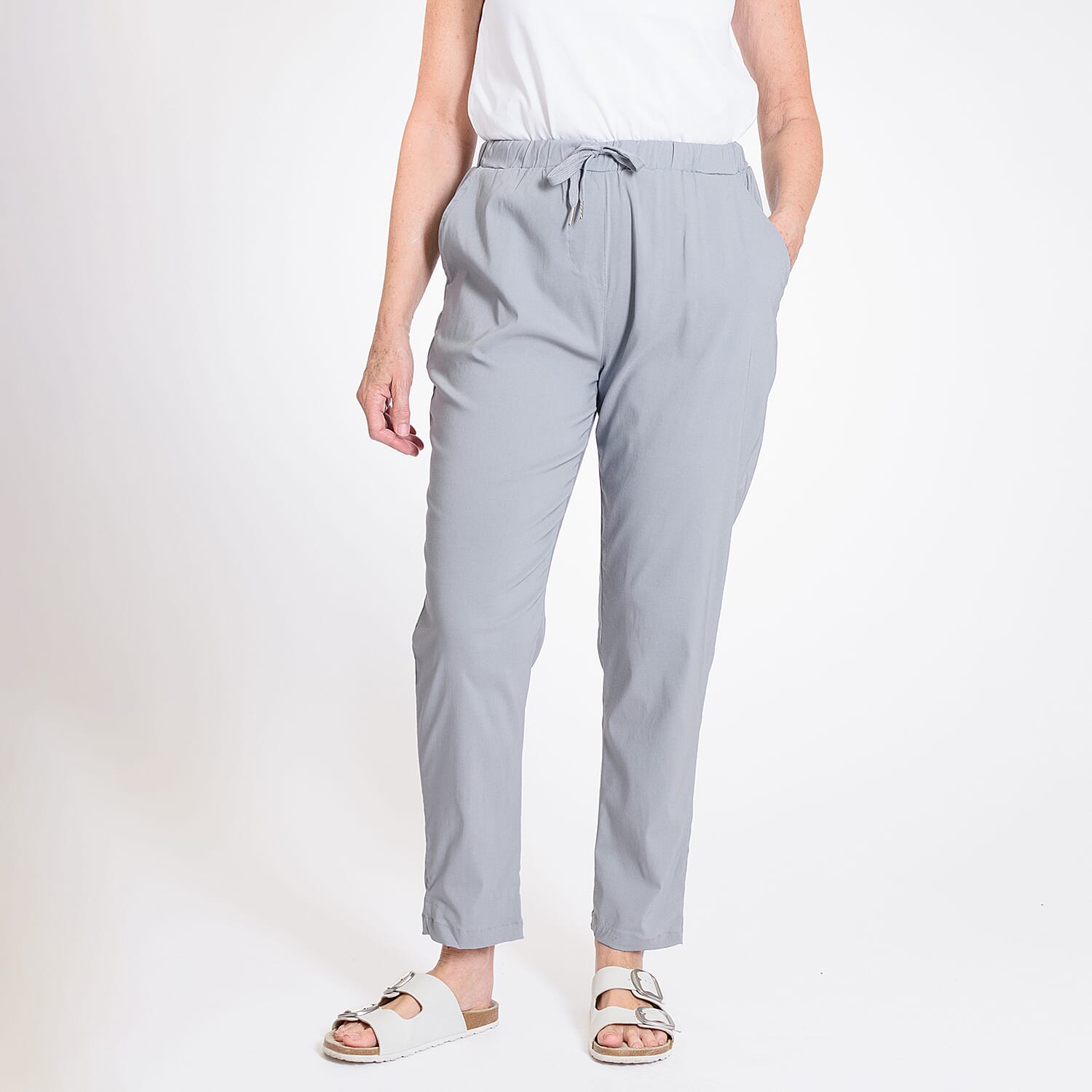Pure And Natural - Ladies Stretchable Trouser (Size 12) - Light Blue
