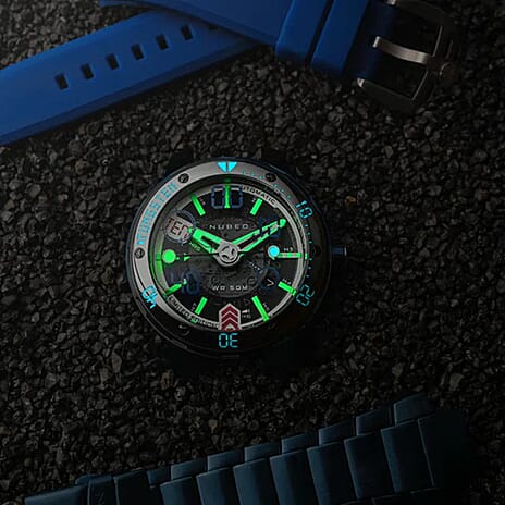 NUBEO Mariner Automatic Movt. 5 ATM Water Resistant Watch with Blue Strap