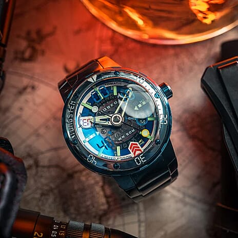 NUBEO Mariner Automatic Movt. 5 ATM Water Resistant Watch with Blue Strap