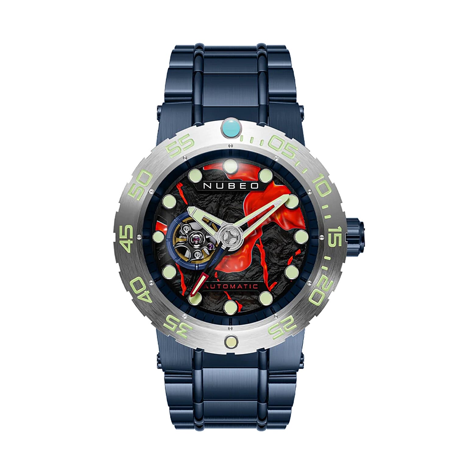 NUBEO Opportunity Automatic Movt. Limited Edt. 30 ATM Water Resistant Watch with Blue Chain Strap