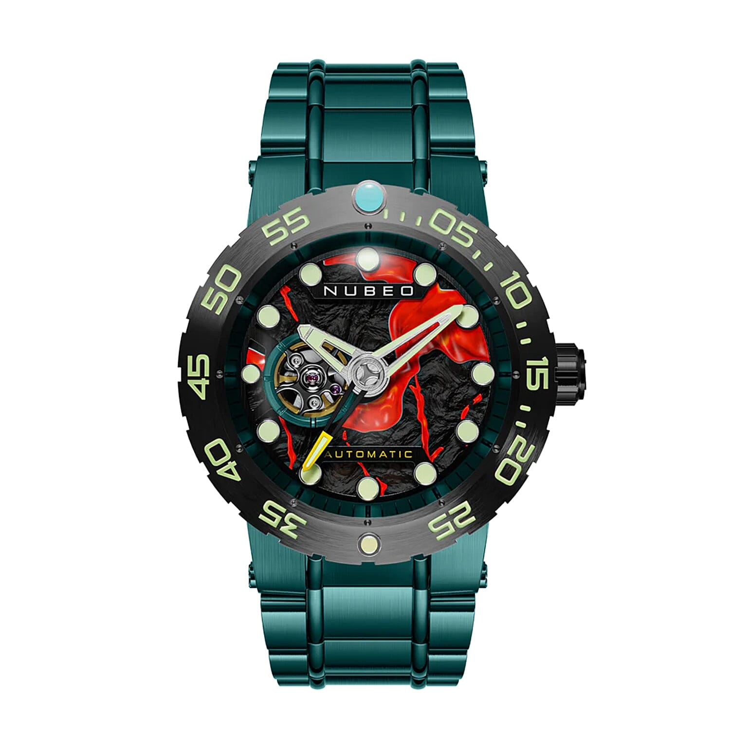 NUBEO Opportunity Automatic Movt. Limited Edt. 30 ATM Water Resistant Watch with Green Chain Strap