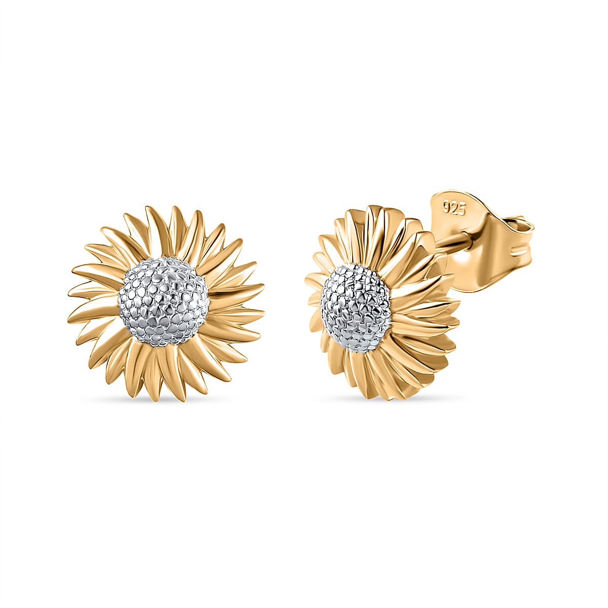 18K Vermeil YG Plated Sterling Silver Sunflower Stud Earrings