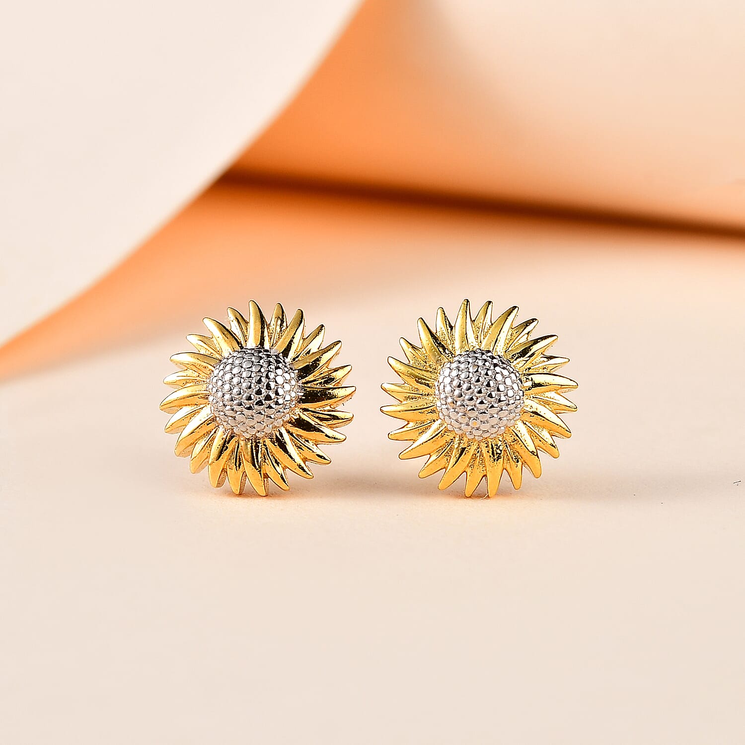 18K Vermeil YG Plated Sterling Silver Sunflower Stud Earrings