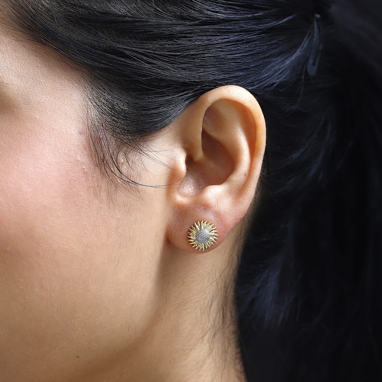 18K Vermeil YG Plated Sterling Silver Sunflower Stud Earrings