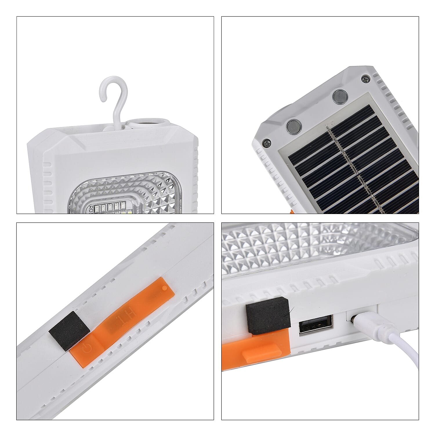 2 in 1 Multifunctional Outdoor Solar Rechargeable Light and Power bank 1500 mah Li-ion Battery (Size 95x33x165 cm) - White