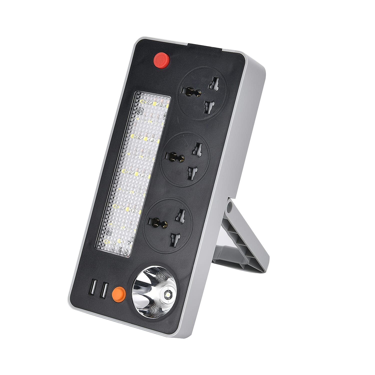 Multifunctional Power Strip with 3x 3 Pin Plug Sockets, 2x Usb Sockets, 3x Light Modes, Acts as a Power Bank with Rechargable Batteries, 1.5M Lead