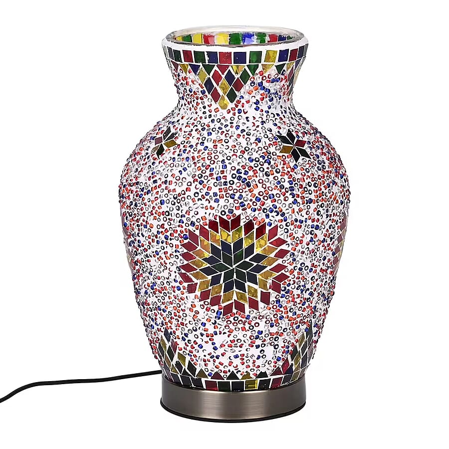 Moroccan Style Mosaic Vase Table Lamp with LED Light (USB Powered)