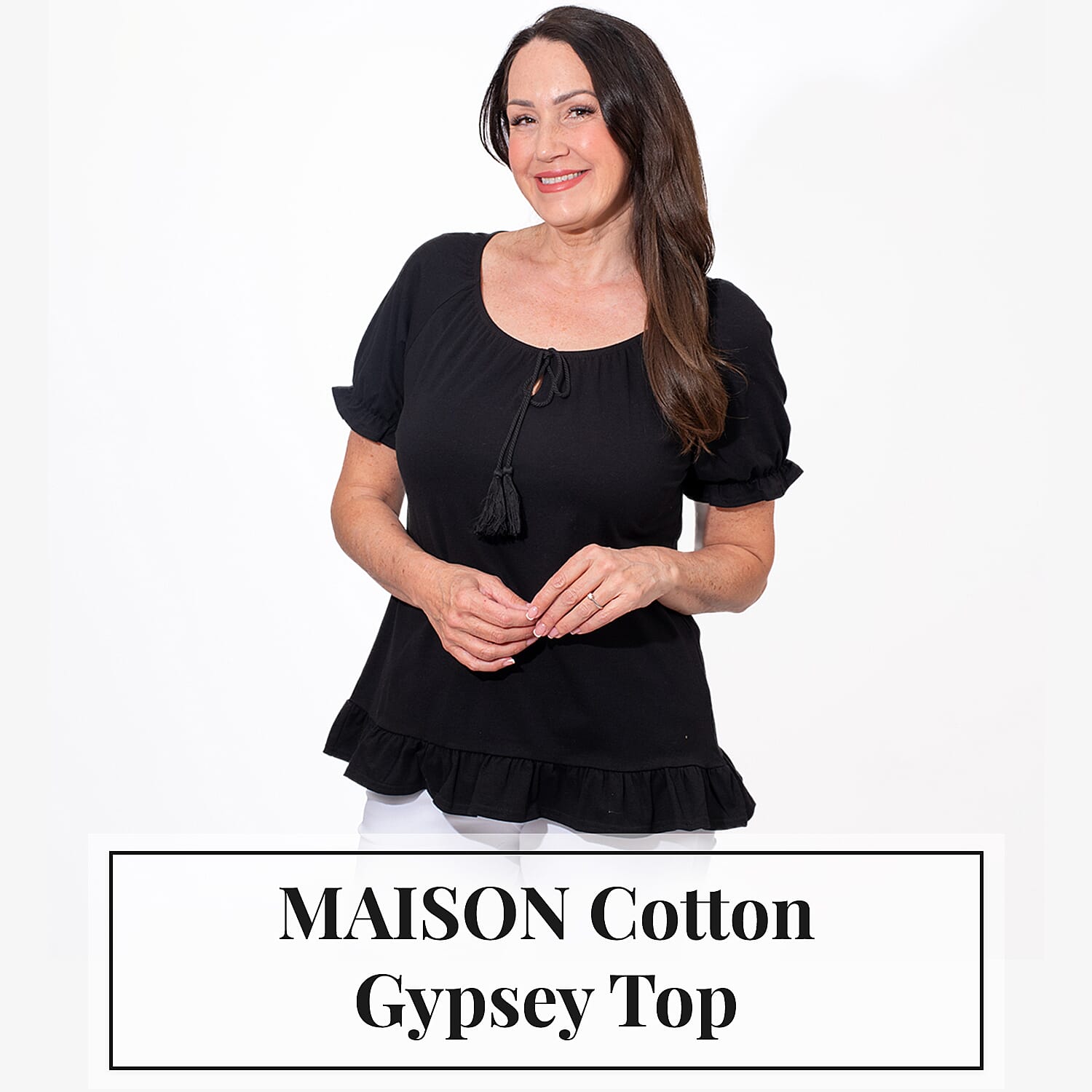 MAISON Cotton Gypsy Top (Size L) - Black