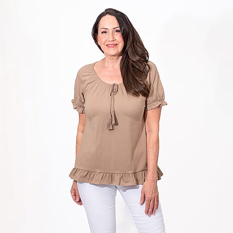 MAISON Cotton Gypsy Top (Size L) - Camel