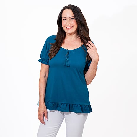 MAISON Cotton Gypsy Top (Size S) - Teal