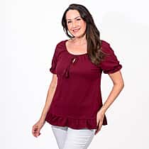 MAISON Cotton Gypsey Top - Oxblood