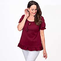MAISON Cotton Gypsey Top - Oxblood