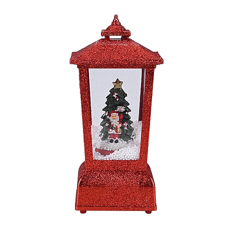 Christmas Snow Lanterns With 4 LED Light (Battery not inc.) - Red