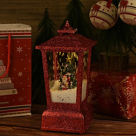Christmas Snow Lanterns With 4 LED Light (Battery not inc.) - Red