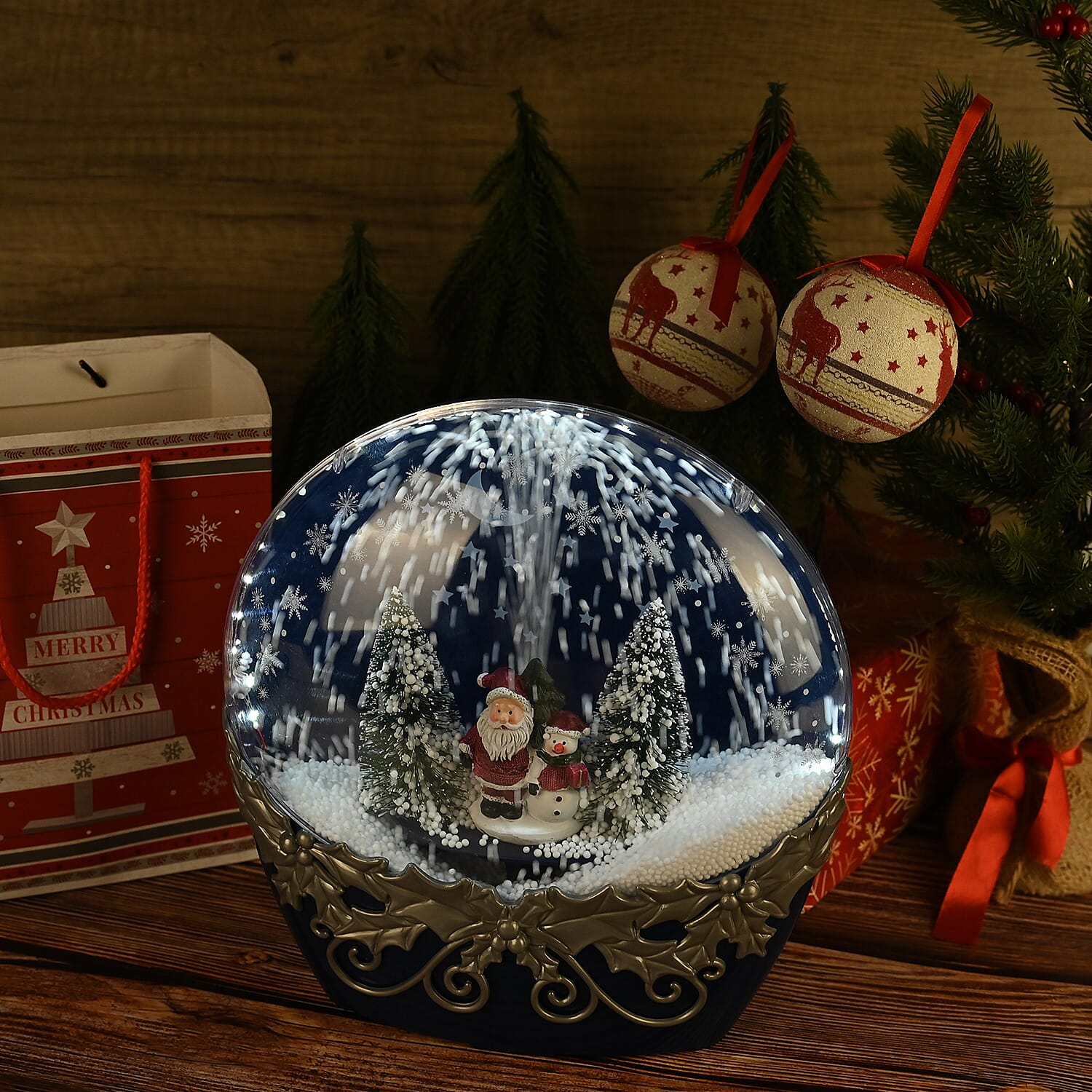 Christmas Snow Lanterns With 28 LED Light (Battery not inc.) - Navy