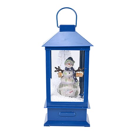 Christmas Snow Lanterns (Size - 17x17x35 cm) With 3 LED Light Blue