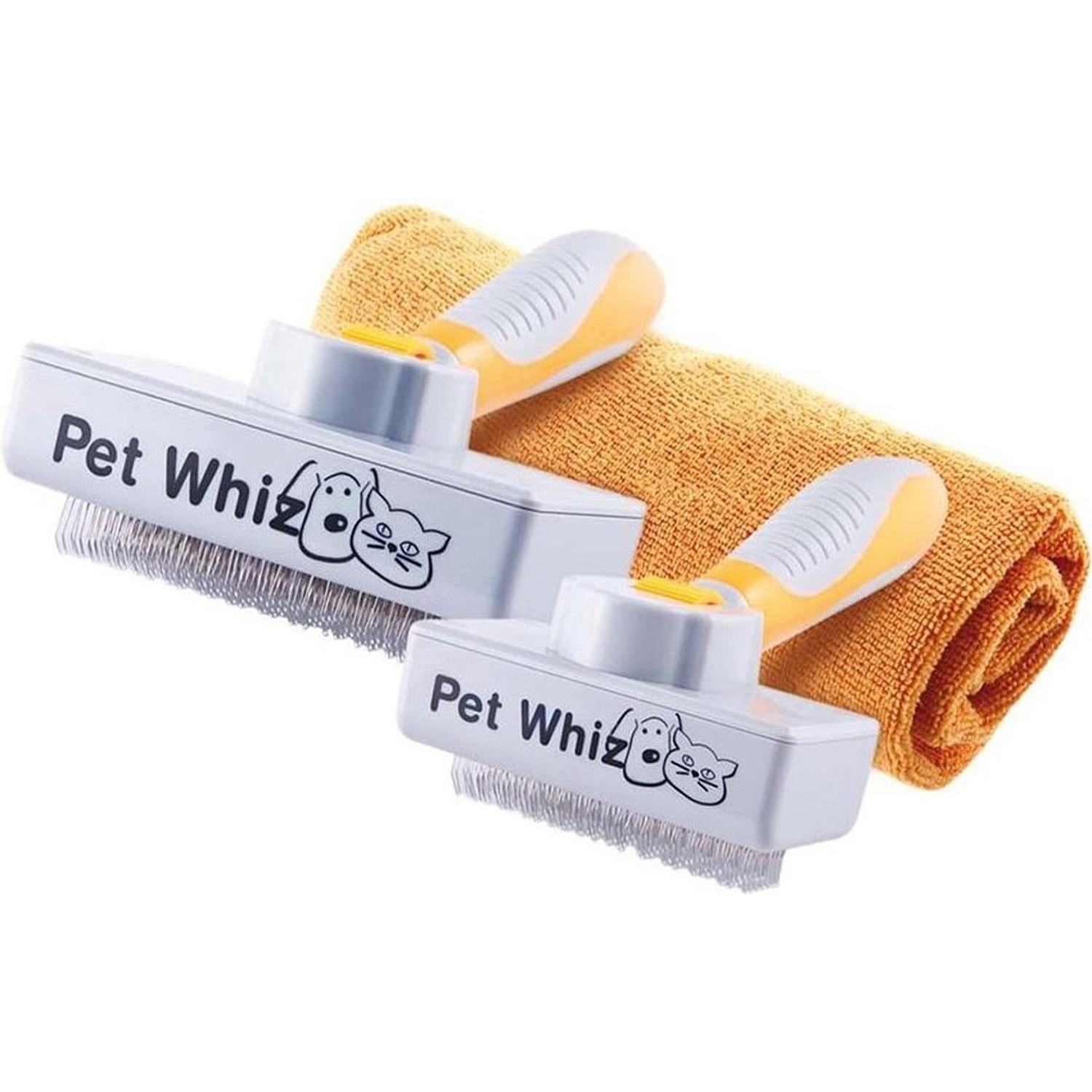 Pet Whiz Set of 2 Pet Cleaning Brushes & Towel