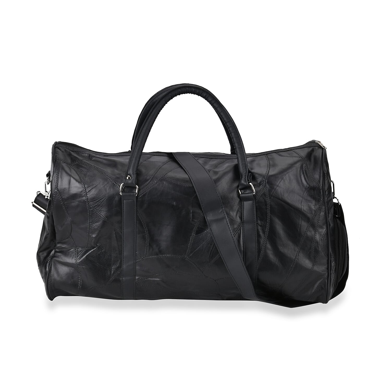 100% Genuine Leather Travel Duffle Bag (Size 51x23x28 cm) - Black