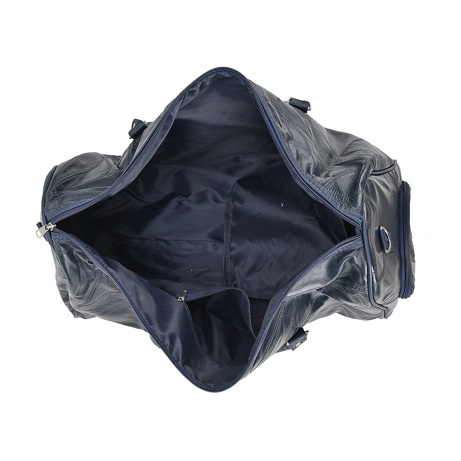 100% Genuine Leather Travel Duffle Bag (Size 51x23x28 cm) - Navy & Black