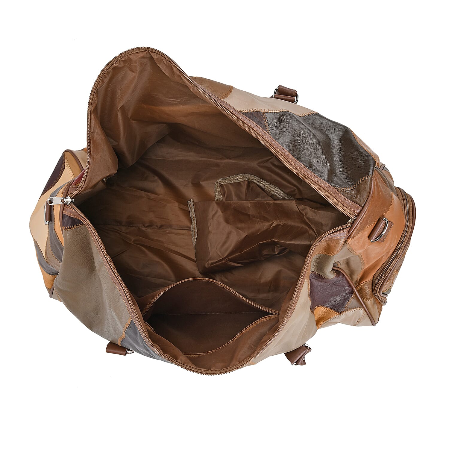 100% Genuine Leather Travel Duffle Bag (Size 51x23x28 cm) - Multi Color & Black