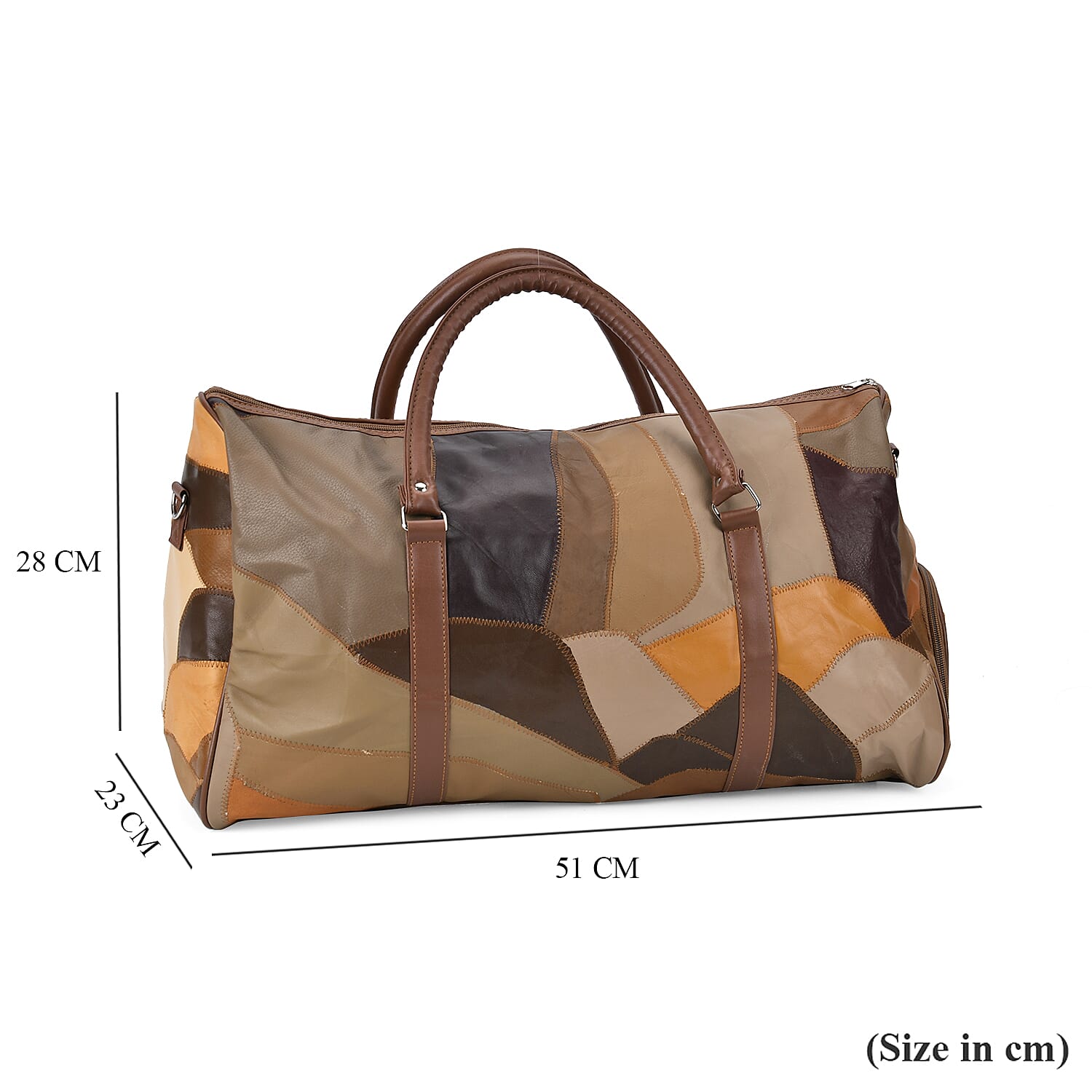 100% Genuine Leather Travel Duffle Bag (Size 51x23x28 cm) - Multi Color & Black