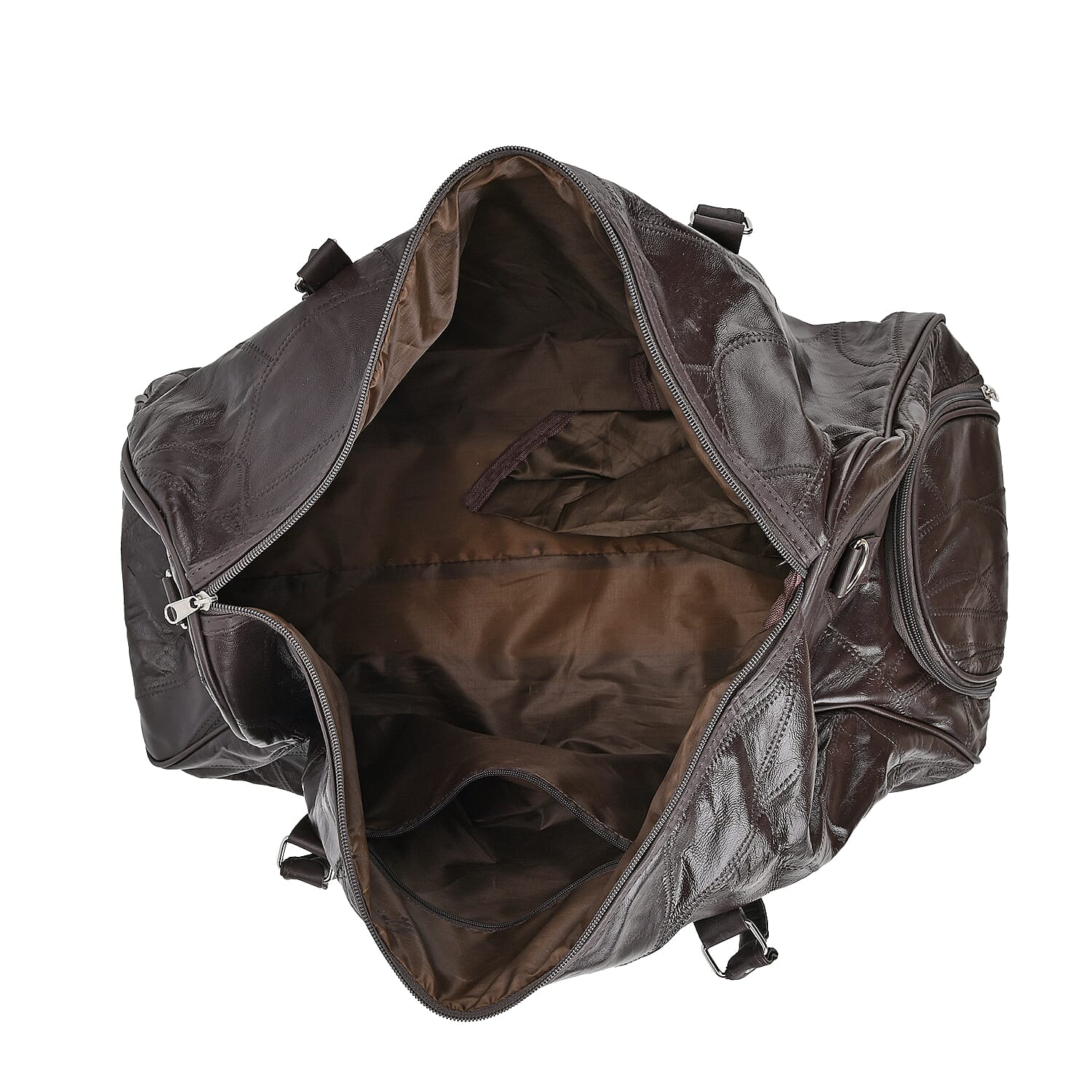 100% Genuine Leather Travel Duffle Bag (Size 51x23x28 cm) - Dark Brown & Black