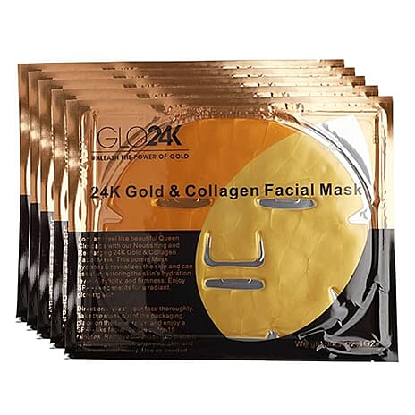 Glo24K Gold & Collagen Facial Mask (Pack of 5)