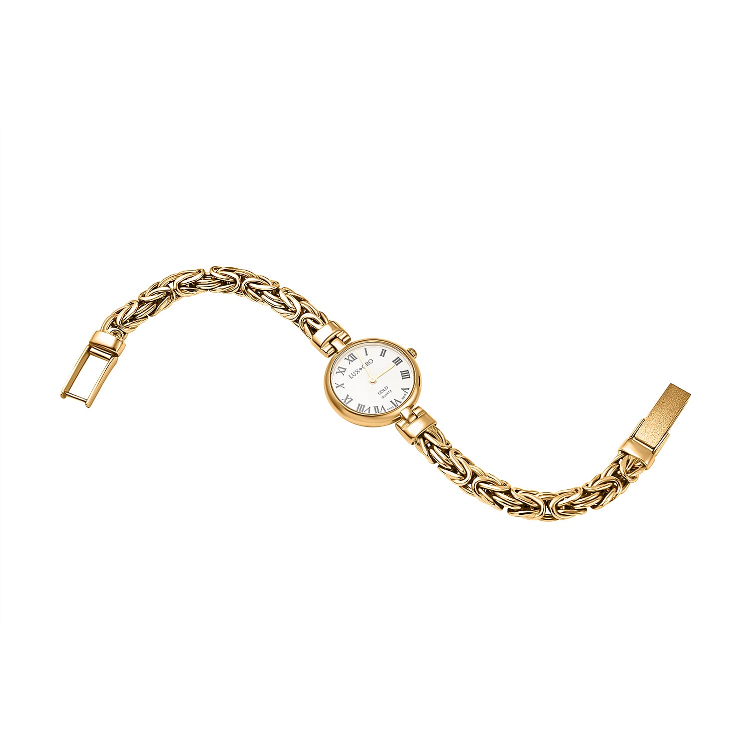 9K Yellow Gold Swiss Quartz Movt. Byzantine Gold Watch Gold Wt.21.06 grams