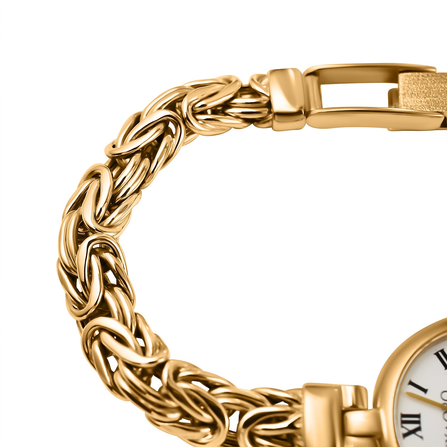 9K Yellow Gold Swiss Quartz Movt. Byzantine Gold Watch Gold Wt.21.06 grams