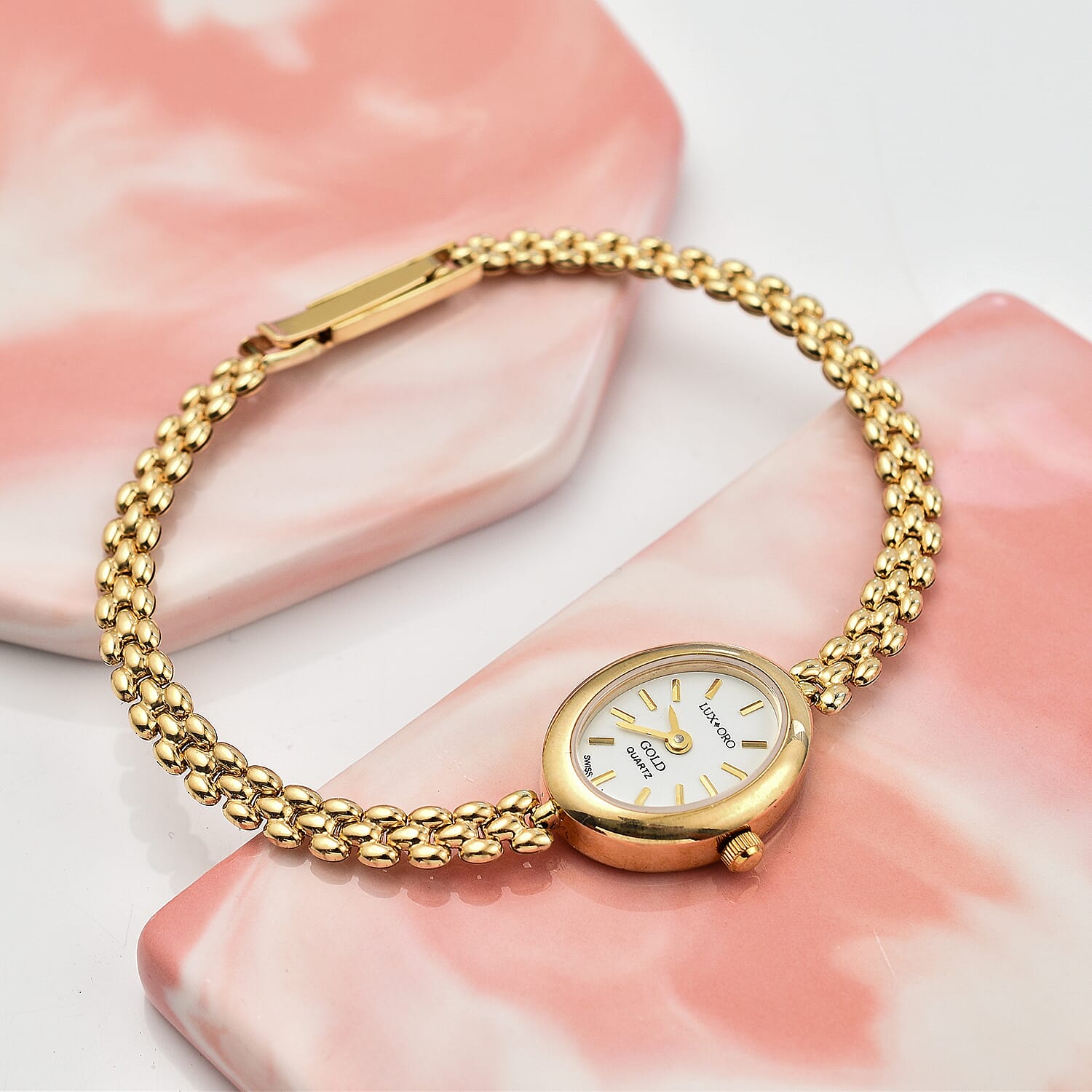 LUXORO 9K Yellow Gold Swiss Movt. Water Resistant Watch in Panther Chain Strap (Size - 7 - 7.5) Gold Wt. 10.31 Gms.