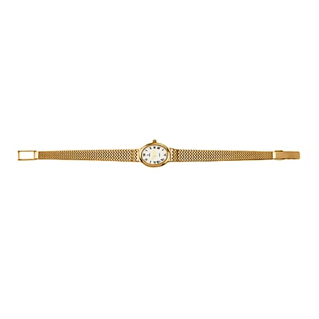 One Time Deal - Swiss Movement Watch in 9k Gold Woven Link Broad Bracelet 20.57 Grams