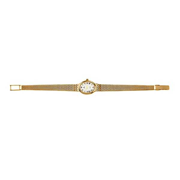 One Time Deal - Swiss Movement Watch in 9k Gold Woven Link Broad 