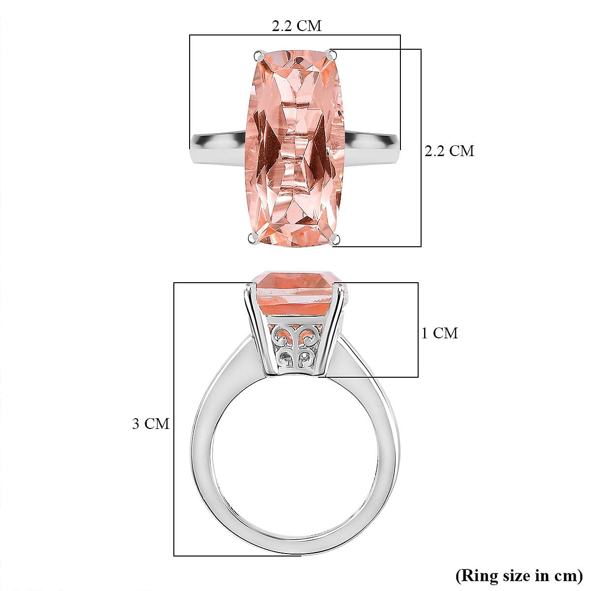 Morganite Colour Quartz Solitaire Ring in Platinum Overlay Sterling Silver 11.10 Ct. Morganite Colour Quartz Solitaire Ring in Platinum Overlay Sterling Silver 11.10 Ct.