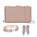 3 Piece Set Crystal Clutch Bag with Long Chain Strap (inc. Bracelet & Earrings) - Golden