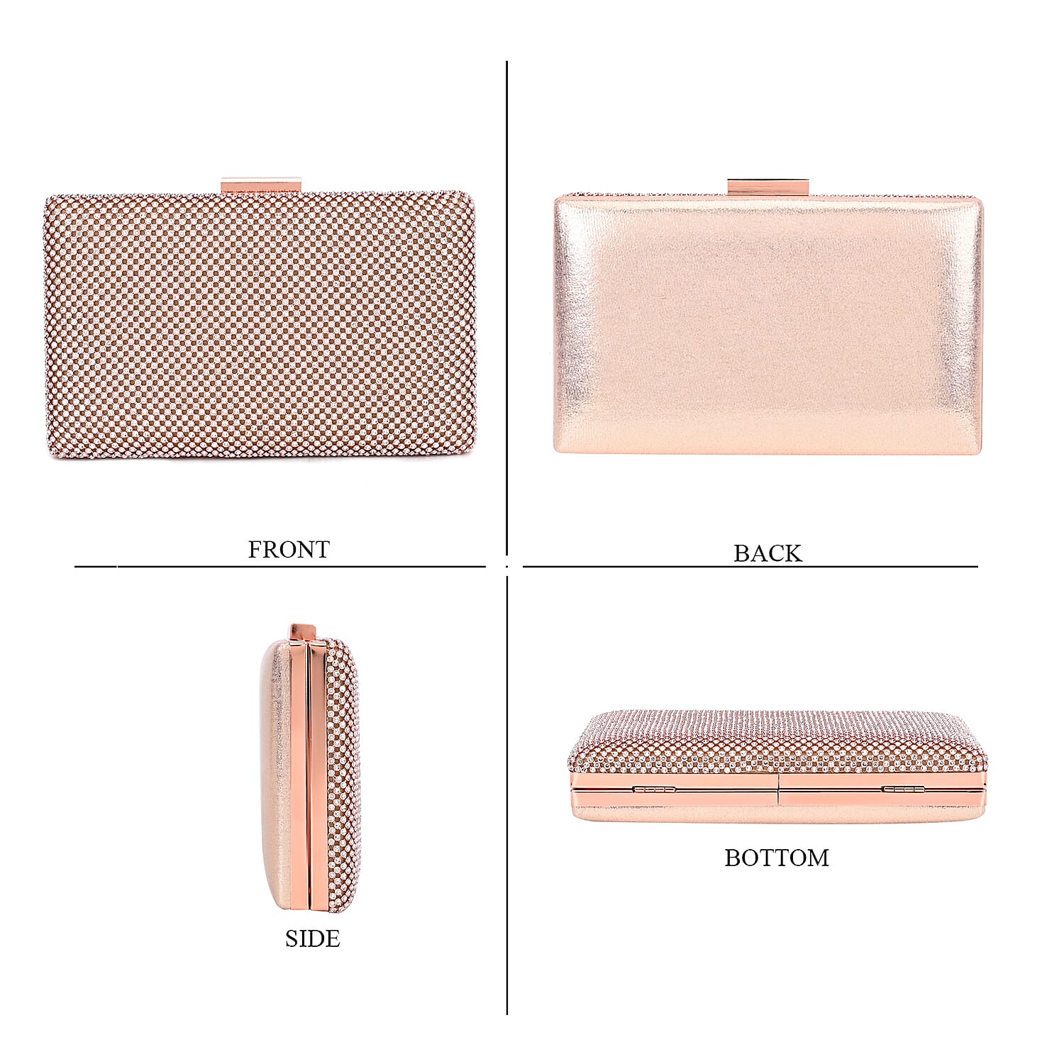 3 Pieces Crystal Accessory Set - Crystal Patterned Clutch, Sparkling Bracelet and Dangling Earrings