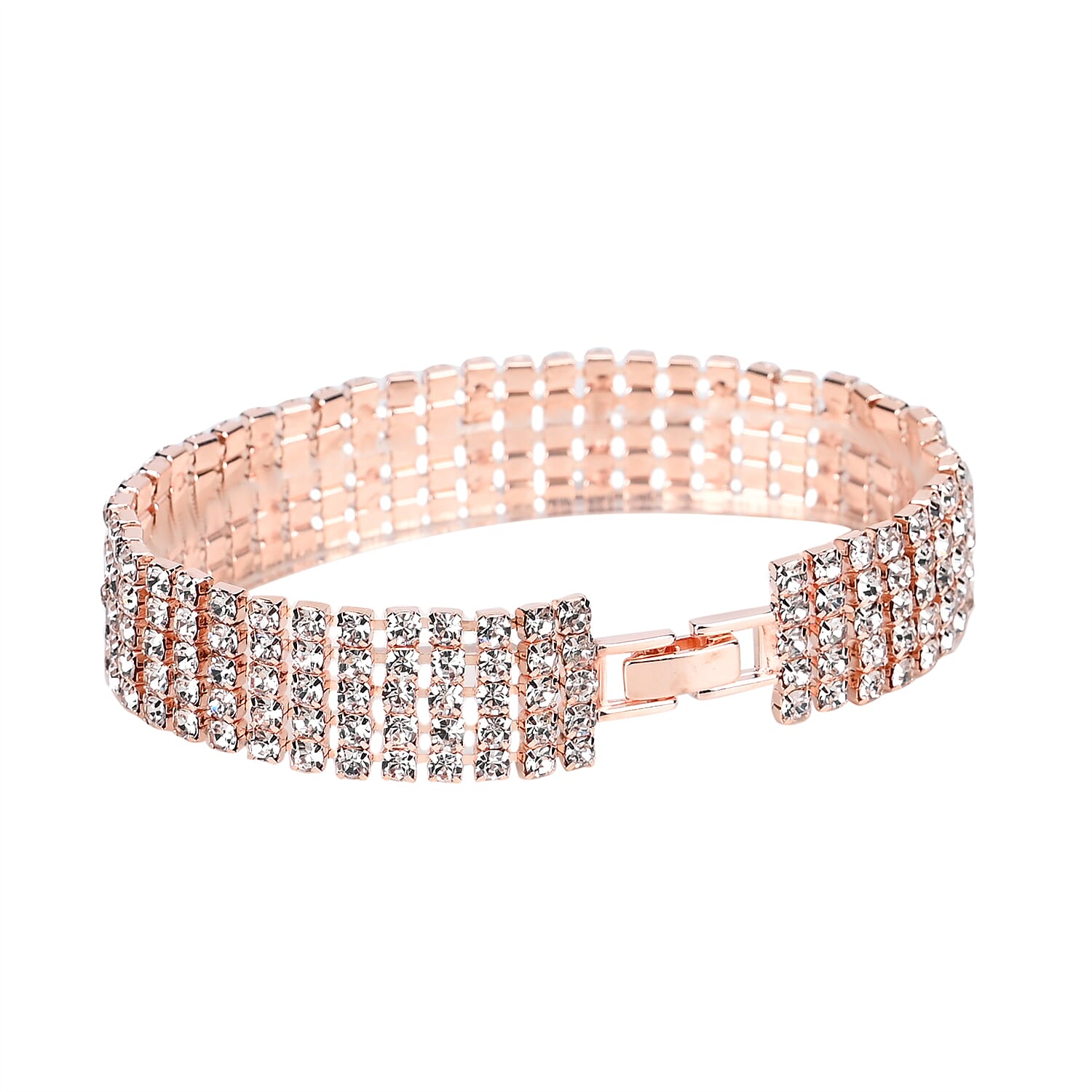 3 Pieces Crystal Accessory Set - Crystal Patterned Clutch, Sparkling Bracelet and Dangling Earrings