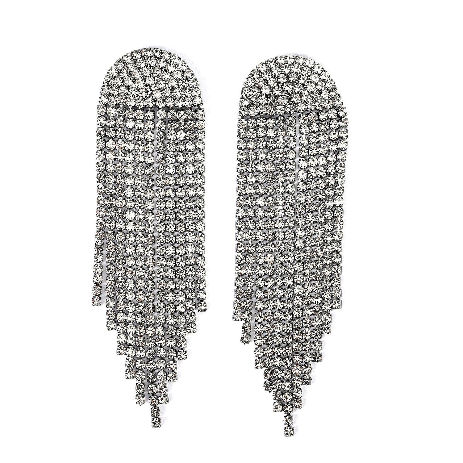 3 Pieces Crystal Accessory Set - Crystal Patterned Clutch, Sparkling Bracelet and Dangling Earrings (Size 21x11x1 cm) - Black