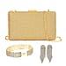 3 Piece Set Crystal Clutch Bag with Long Chain Strap (inc. Bracelet & Earrings) - Golden