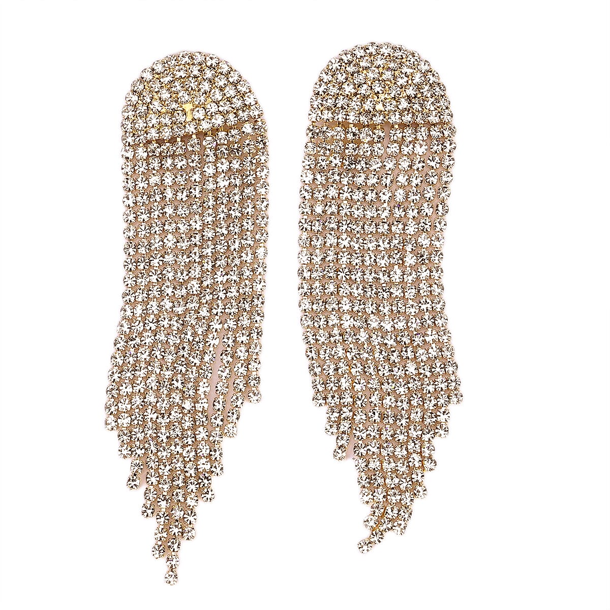 3 Pieces Crystal Accessory Set - Crystal Patterned Clutch, Sparkling Bracelet and Dangling Earrings (Size 21x11x1 cm) - Golden