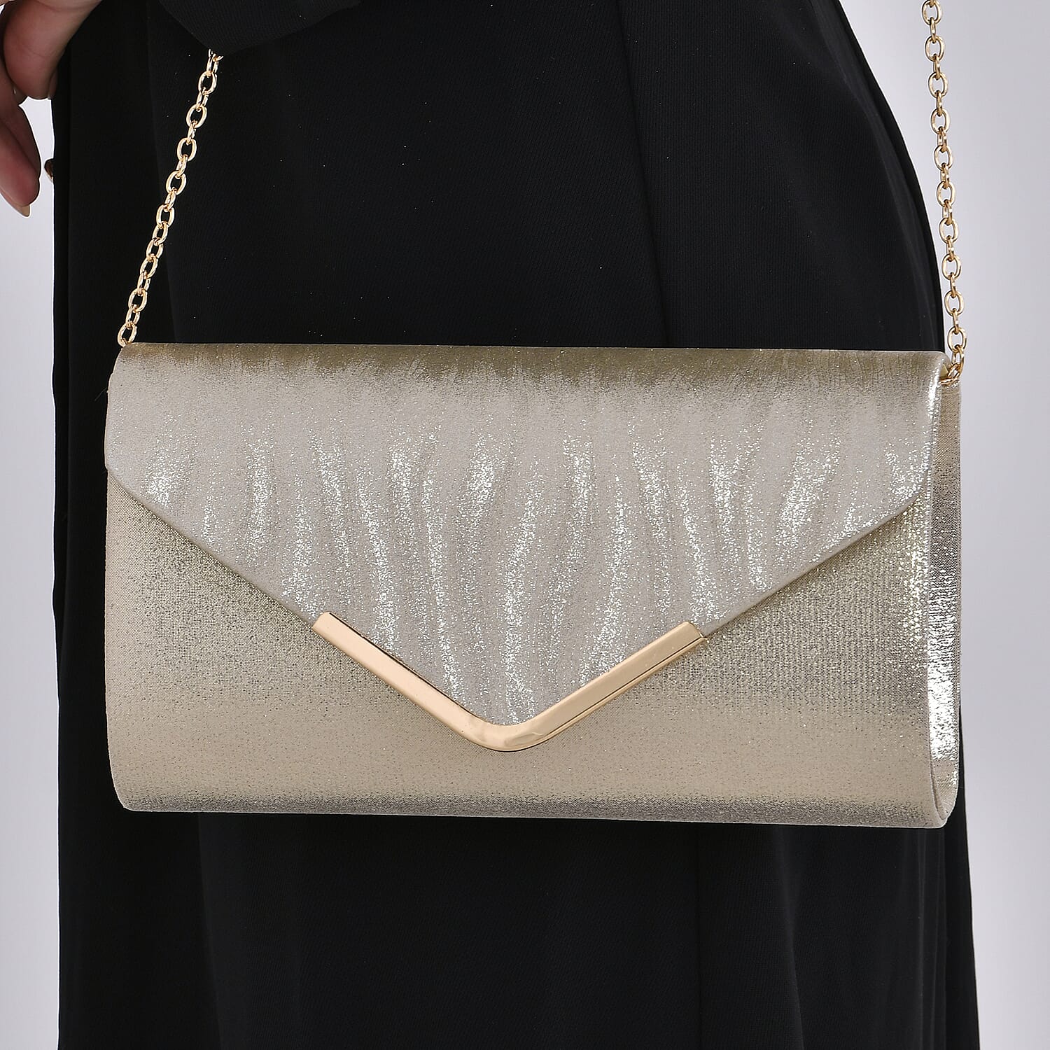 Crystal Patterned Clutch - Gold