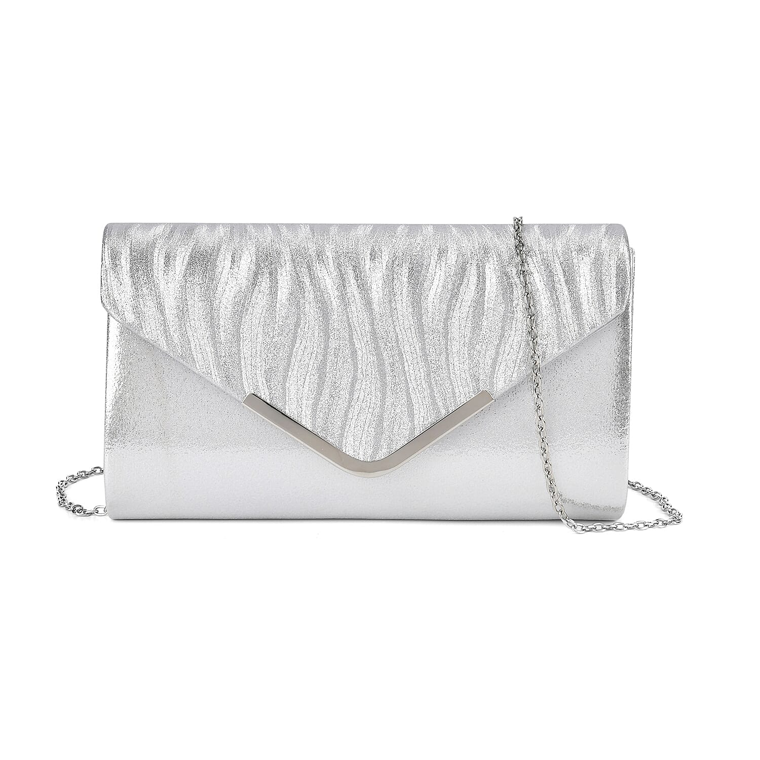 Crystal Patterned Clutch - Silver