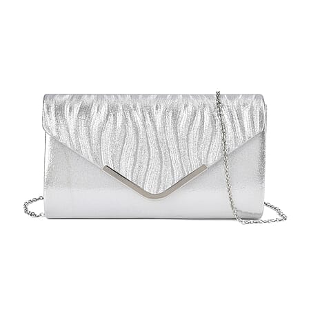 Crystal Patterned Clutch - Silver