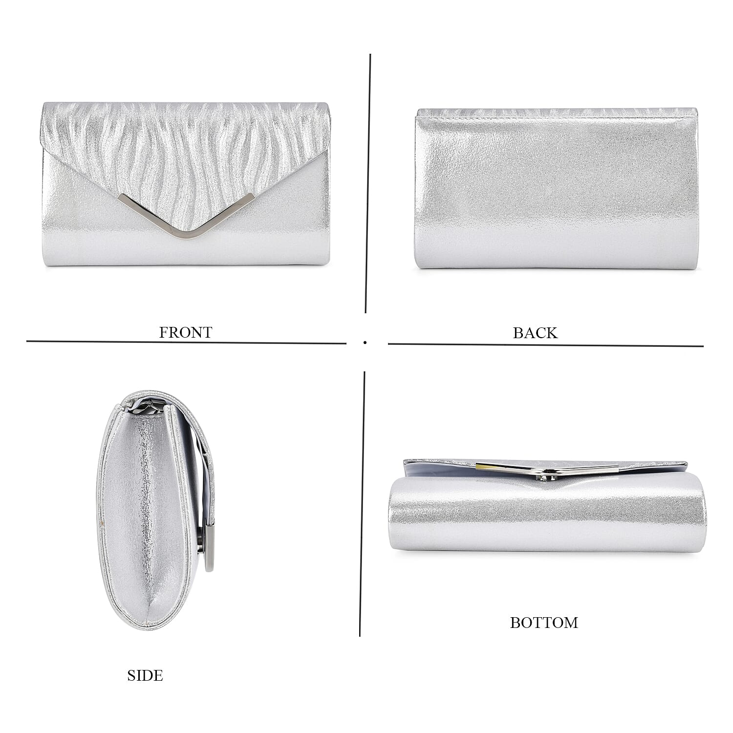 Crystal Patterned Clutch - Silver